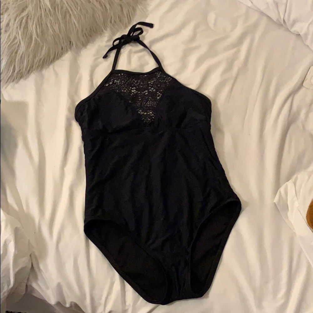 Black One-Piece with mesh detail